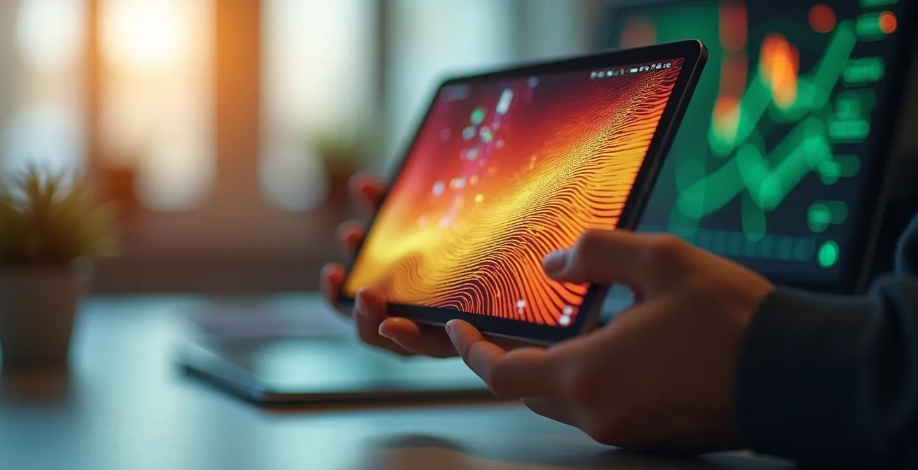 Écran de tableau de bord montrant des graphiques de mobilité urbaine avec des zones de congestion en couleur