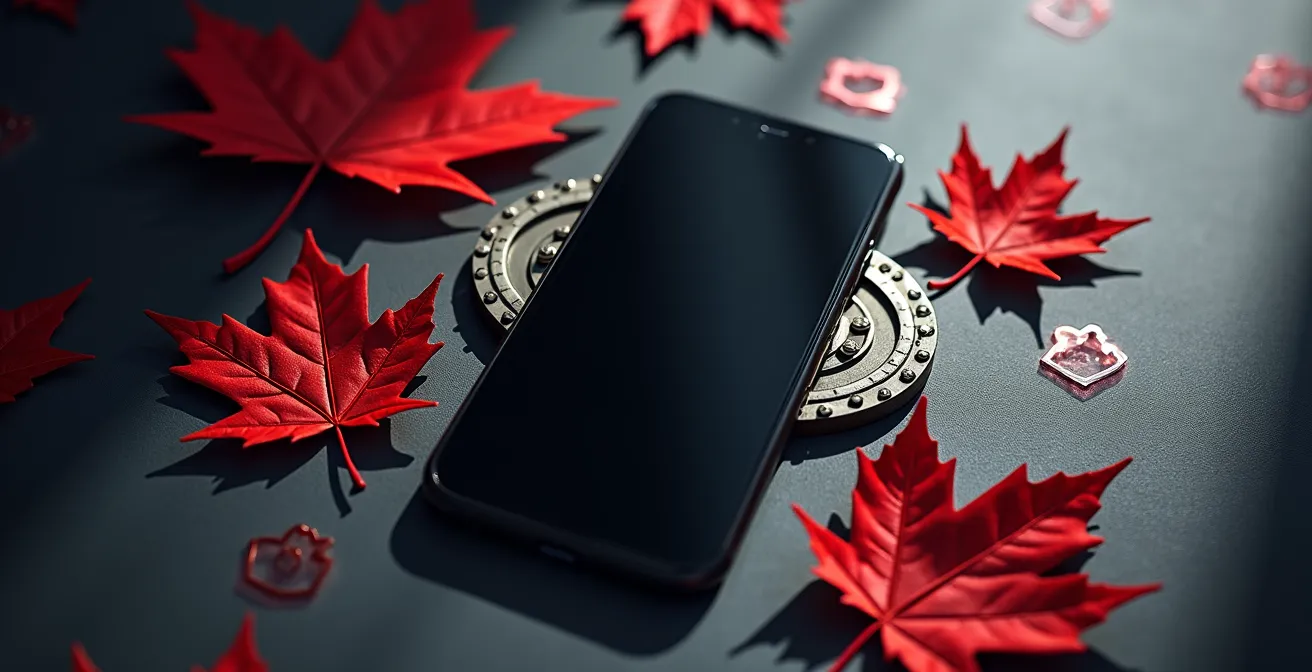 Interface bancaire mobile sécurisée avec symboles de protection et logo SADC